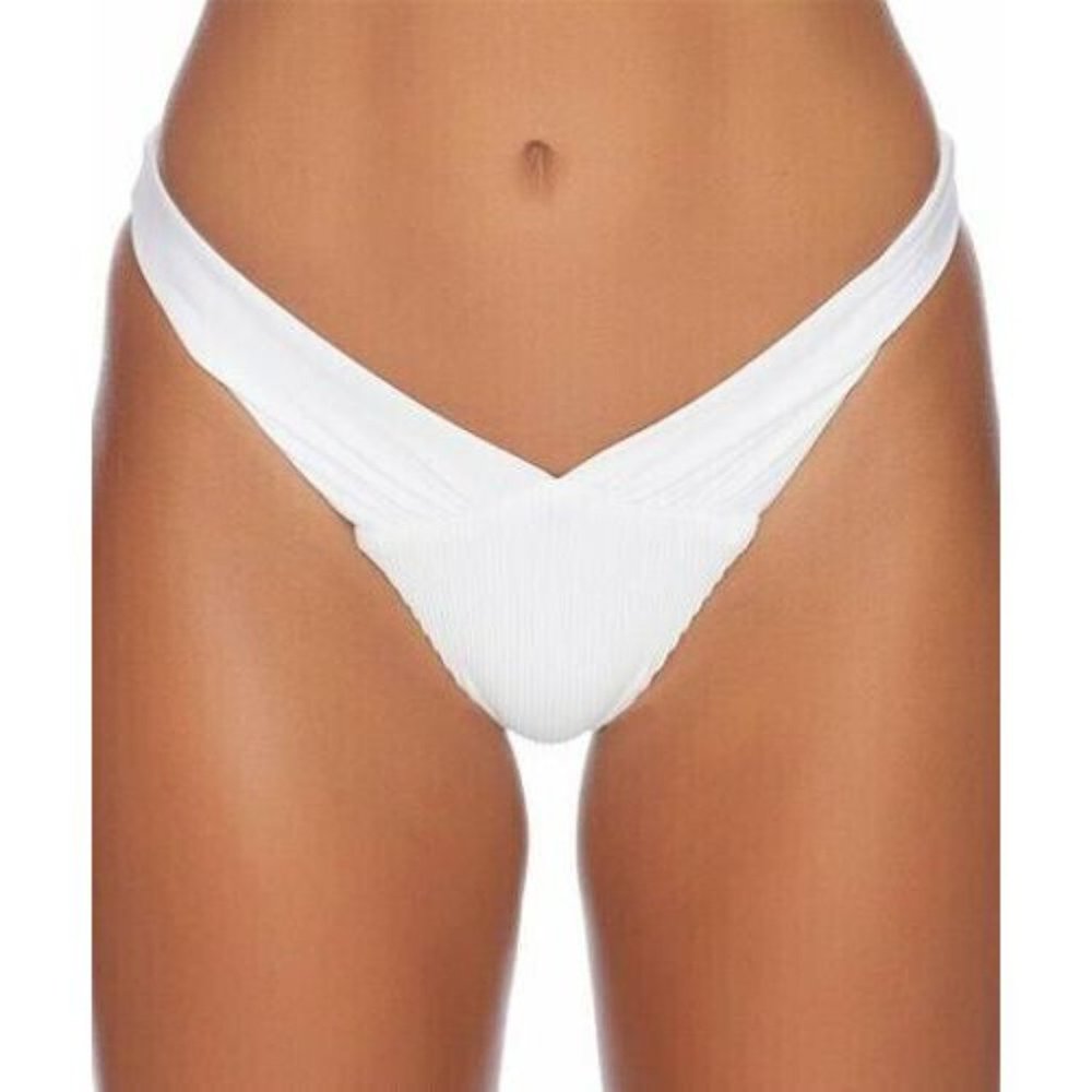 Sports Illustrated Womens White Fresh & Spicy V Ruched Thong Bikini Bottom 16